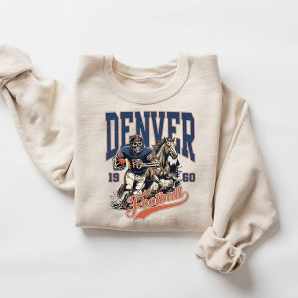 Denver Football Style Sweatshirt Retro Denver Football Crewneck 166